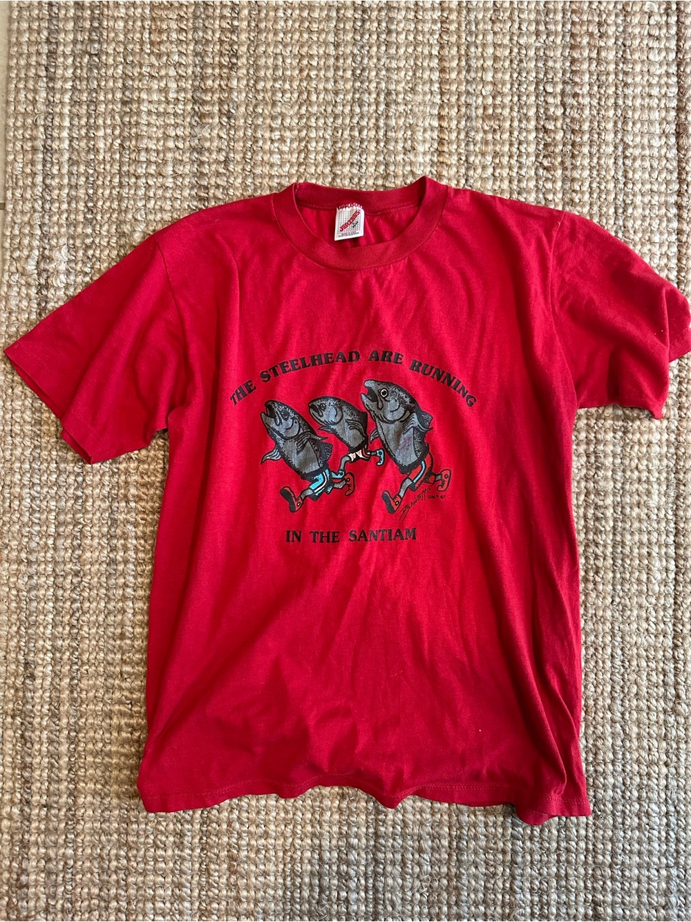 Vintage Made in USA tee w/ Running Fish Print